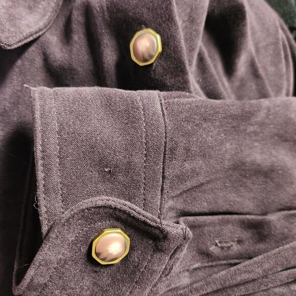 Newton Trading Co 1X Shacket Shirt Eggplant Purple Gold and Stone Look Buttons - Picture 3 of 5